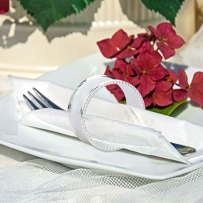 20 Pcs Stainless Steel Bead Side Napkin Rings - Image 3