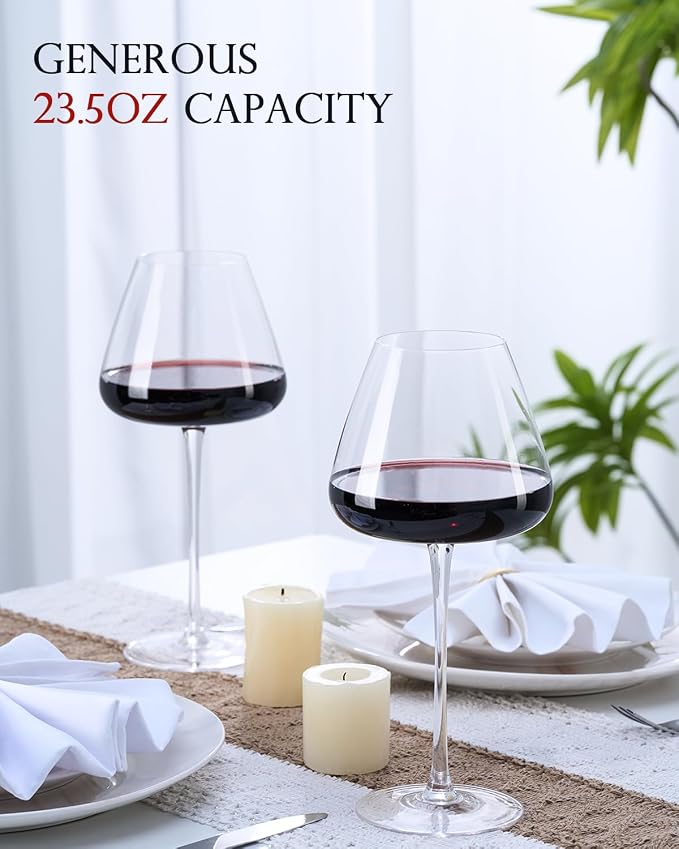 Hand-Blown 23.5OZ Crystal Wine Glasses Set of 4 - Image 3