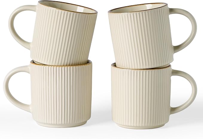 famiware Coffee Mug Set for 4, Star 12 oz Catering Mugs Cup Set by Famiware