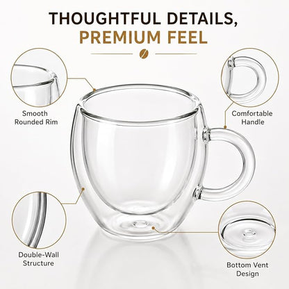 2.5oz Espresso Cups Set of 4, Small Expresso Shot Glass, Double Wall Insulated - Image 3