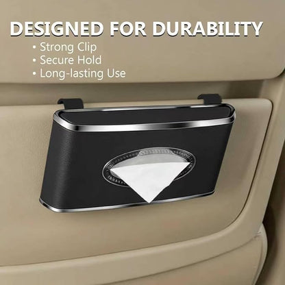 Faux Leather Car Tissue Box for Car Interior, Armrest & Back Seat Napkin - Image 2