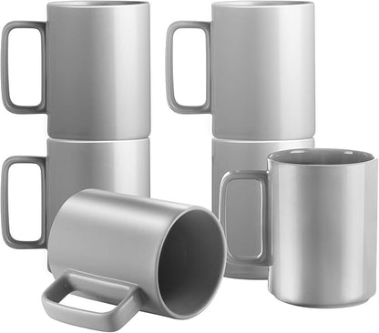 E-liu Large 15 Ounces Porcelain Coffee Mug Tea Mugs Set of 6 | Cups by Creatingwarmandrefinedlifestylekitchenandhomeessentials