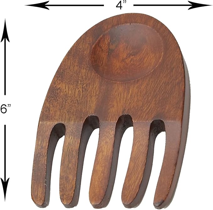Woodard & Charles Wood Salad Hands Servers, Cherry Stain | Wood Serving Bowl - Image 4