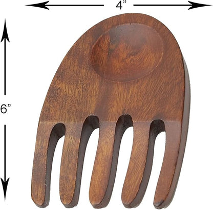 Woodard & Charles Wood Salad Hands Servers, Cherry Stain | Wood Serving Bowl - Image 4
