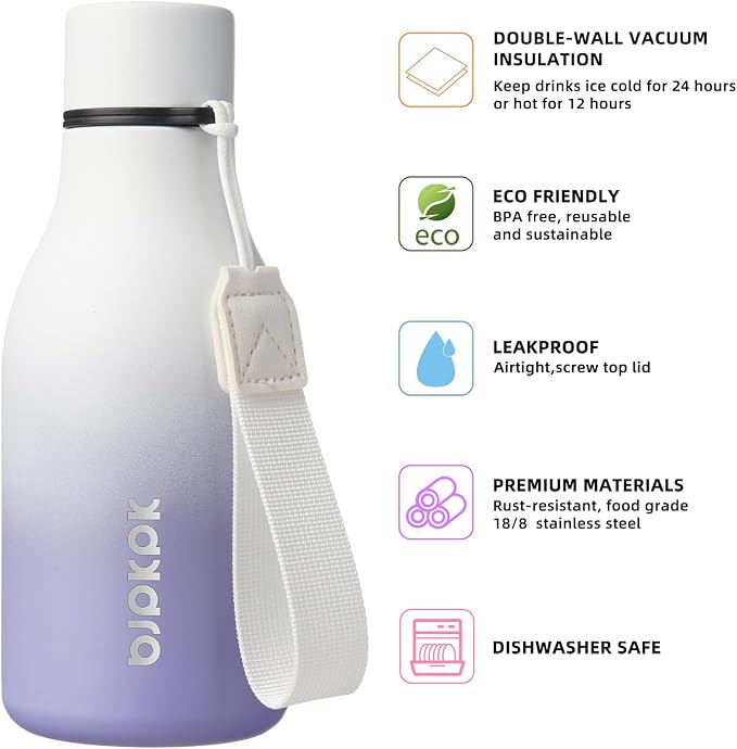 BJPKPK 12oz Insulated Water Bottle, Stainless Steel Bottle - Image 2