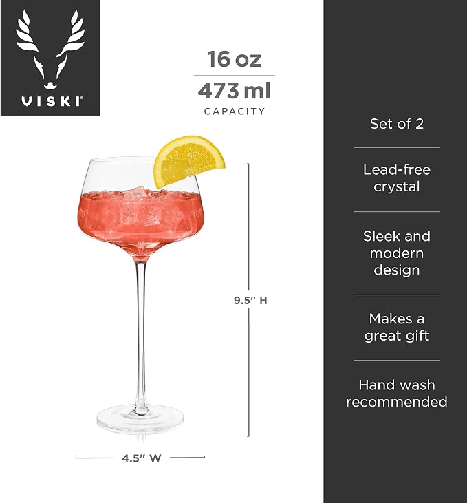 Viski Angled Stemmed Cocktail Glasses - Image 3