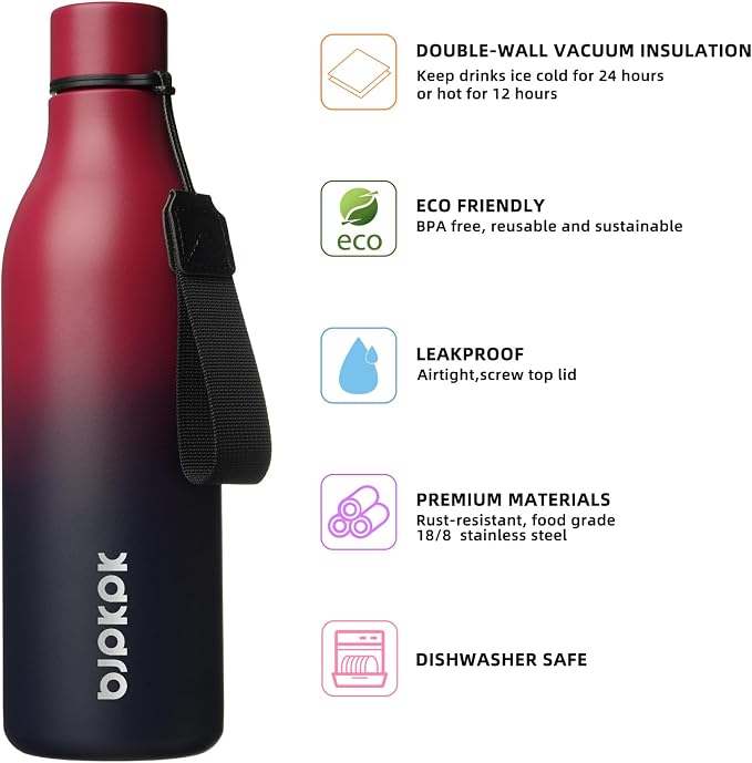 BJPKPK 25oz Insulated Water Bottle, Stainless Steel Bottle - Image 2