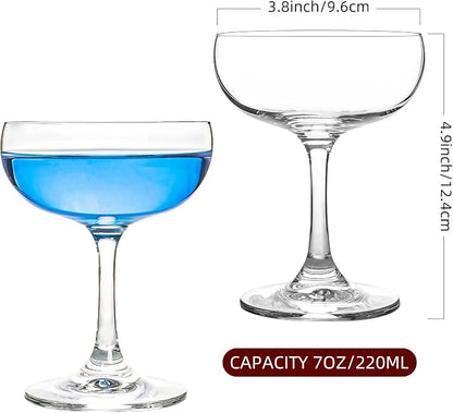 Champagne Glasses Set of 6-7oz Elegant Coupe Glasses, Crystal Cocktail Glasses - Image 2