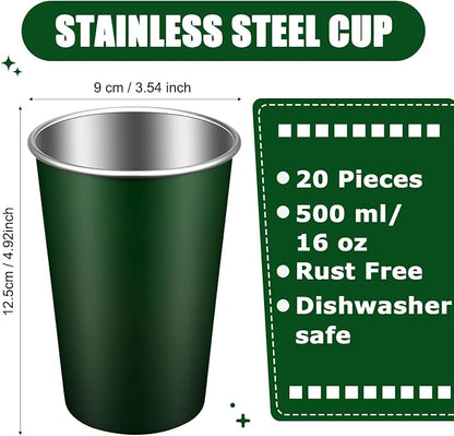Mimorou 20 Pack 16 oz Stainless Steel Pint Cups Metal Cups Unbreakable Drinking - Image 2