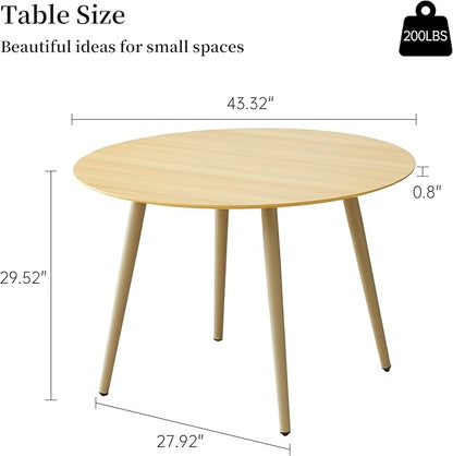 43.3 Inch Cream Round Dining Table for 4, Space-Saving Dinette Perfect for Kitchen Dining Living Room(Cream Table)