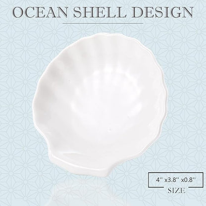 Shell Ring Dish Tray, Ceramic Jewelry Tray Trinket Dish, Seashell Key Holder Bowl, Beach Room Coastal Decor Aesthetic, Ocean Bathroom Counter Decor, White, Small