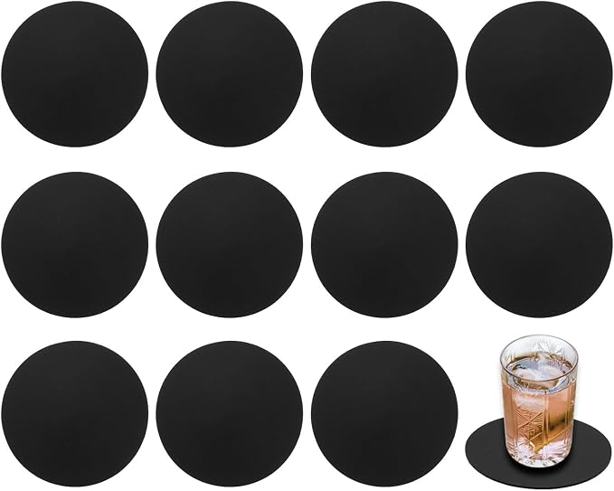 uxcell Round Faux Leather Coasters 4 Inch, Drink Coasters Suit by uxcell