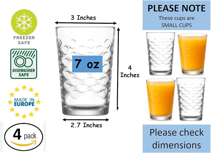 BOHEM'S Small Juice Glasses, 7 Oz, Drinking Glassware - Image 5