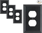 4-Pack Duplex Outlet Cover, Durable Solid Zinc Alloy Decorative Switch Plates and Outlet Covers, Black Wall Plates for Electrical Outlets, 1 Gang Receptacle Cover, Corrosion Resistant