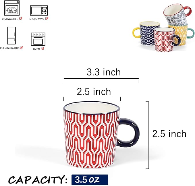 Selamica Ceramic 3.5 Oz Espresso Cups, Mini Coffee Cups - Image 2