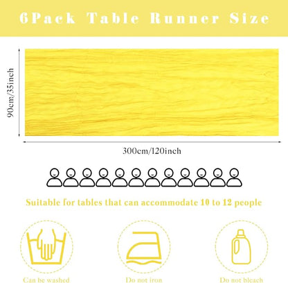 Yellow 6 Pieces Cheesecloth Table Runner 10FT Runner - Image 3