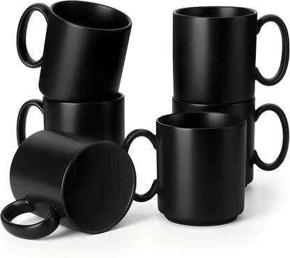 vancasso Porcelain Coffee Mugs Set of 6, 16 Oz Large Black Coffee Cups by vancasso