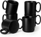 vancasso Porcelain Coffee Mugs Set of 6, 16 Oz Large Black Coffee Cups by vancasso