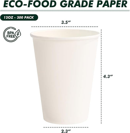 12 oz Paper Coffee Cups, 300 Pack, Hot Coffee Cup, To Go Cups, - Image 8