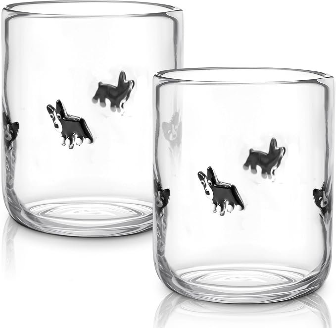 Skylety 2 Pack Puppy Icon Juice Glasses, Coquette Aesthetic Glass Cups by Skylety