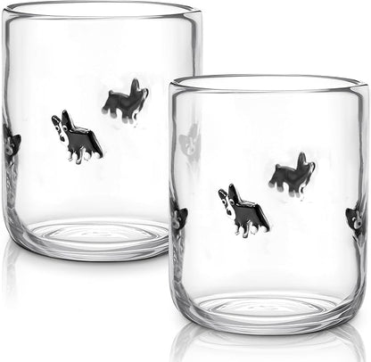 Skylety 2 Pack Puppy Icon Juice Glasses, Coquette Aesthetic Glass Cups by Skylety