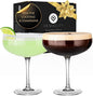 VEMACITY - Elegant Handblown Coupe Cocktail Glasses Set of 2 (10oz) - Crystal Espresso Martini Glasses, Champagne Saucers - Vintage Glassware | Wedding Gift | Ideal for Martinis and Margaritas