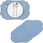 Faux Leather Placemats Set of 6 Waterproof,Blue PU Leather Placemat for Dining Table,Wipeable Eco-Friendly Kitchen Table Mats Heat Resistant Anti Slip Washable,Modern Table Protectors