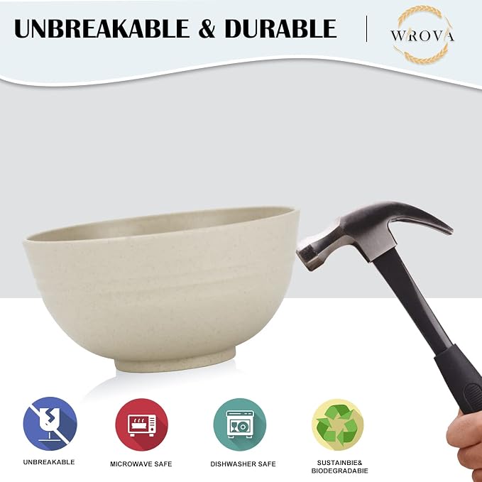Wheat Straw Bowl Sets, Microwave and Dishwasher Safe Bowls, Kitchen Bowl - Image 4