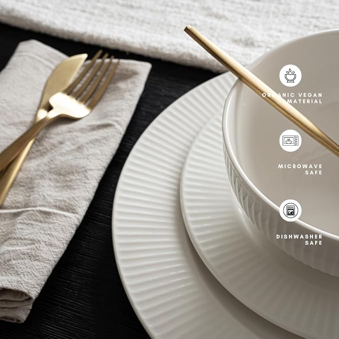 New Bone China 12 Piece Dinnerware Set, Santorini Collection, Daily Use China - Image 4