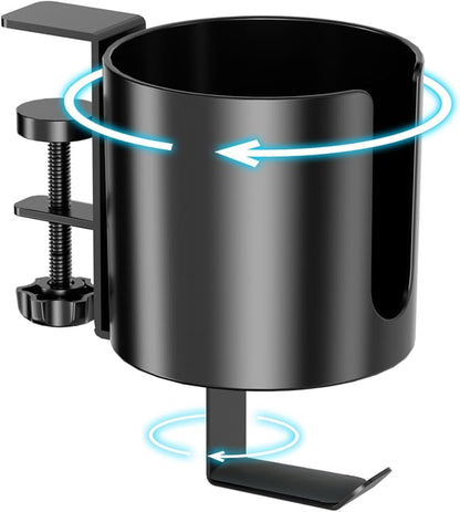 360° Rotating Cup Holder for Desk, Fits 18-40oz, Headphone Hook | U-Shaped by Unknown