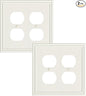 2-Pack Double Duplex Outlet Cover, Light Almond Decorative Double Switch Plates and Outlet Covers for Electrical Outlets, Durable Zinc Alloy Wall Plates, Corrosion Resistant