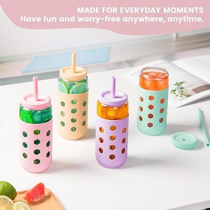 Mrsdry 20 oz Glass Cups with Lids and Straws - Image 9