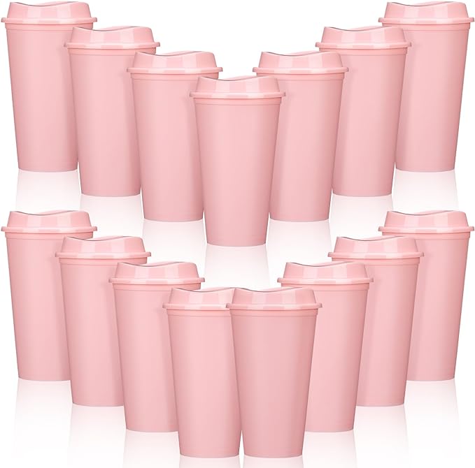 Domensi 15 Pack Reusable Plastic Coffee Cups by Domensi