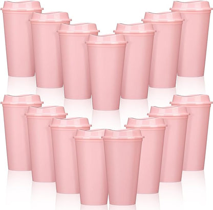 Domensi 15 Pack Reusable Plastic Coffee Cups by Domensi