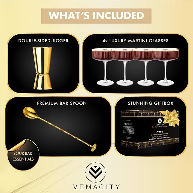 VEMACITY - Ribbed Espresso Martini Glasses Set of 4 - Image 2