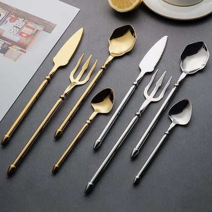 Gold Silverware Set for 14 Durable 18/10 Stainless Steel Flatware Set Creative Styles 56 Piece Modern Cutlery Tableware Utensils Set for Home Kitchen Wedding Restaurant Knives forks and Spoons