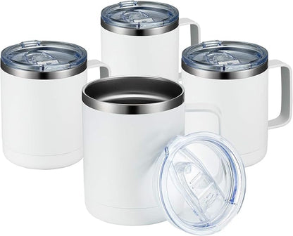 MEWAY 12oz Coffee Mug With Handle 4 Pack Bulk, Stainless Steel Insulated Travel by MEWAY