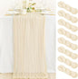 8 Pack Beige Cheesecloth Table Runner 10ft Boho Rustic Gauze Runner | by MLMC