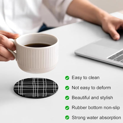 Simple Grid Coasters Set of 6 Absorbent Coasters - Image 4