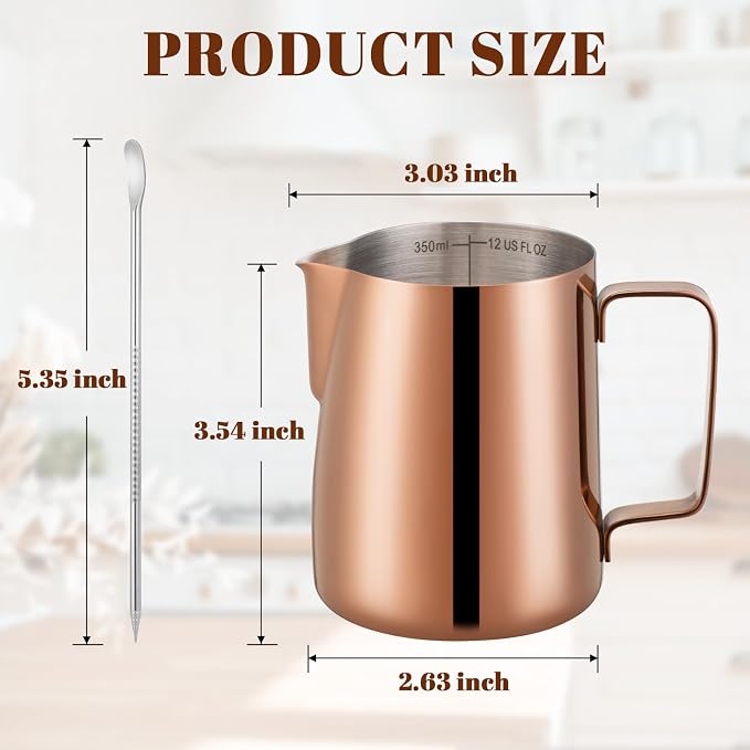 Amrules Milk Frothing Pitcher, 12 oz Milk Frother Cup - Image 2