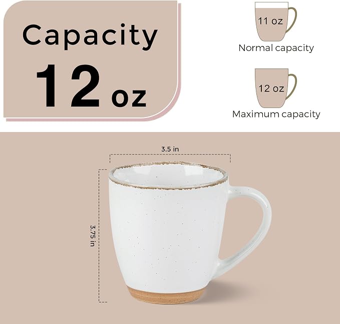 AmorArc 12oz Ceramic Coffee Mugs set of 4, Stylish Coffee Mugs - Image 4