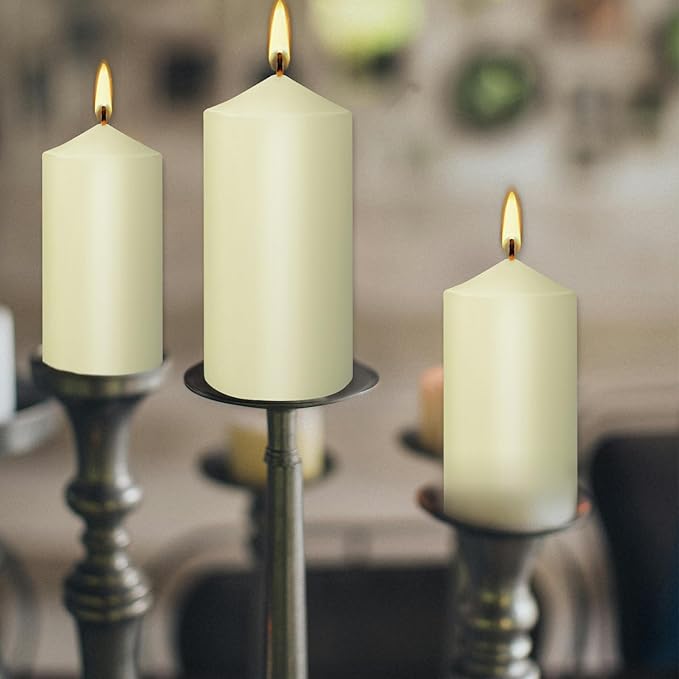 20-Piece Ivory Taper Candles (2x4 inches) | Unscented, Dripless & Smokeless | Clean-Burning Dinner Candles for Weddings, Parties, Dinner Table Decor, Home Dining, Church Ceremonies & Celebrations