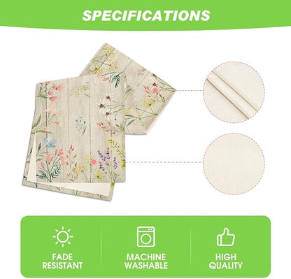 Artoid Mode Wood Flowers Floral Spring Table Runner, Seasonal Summer Kitchen - Image 5