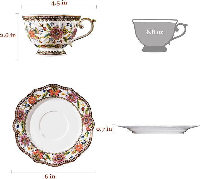 ACMLIFE Bone China Tea Cup and Saucer Set - Image 6