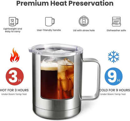 MEWAY 12oz Coffee Mug With Handle 8 Pack Bulk, Stainless Steel Insulated Travel - Image 3