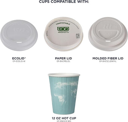 ECO PRODUCTS Compostable Disposable Insulated World Art 12oz Coffee Cups - Image 7