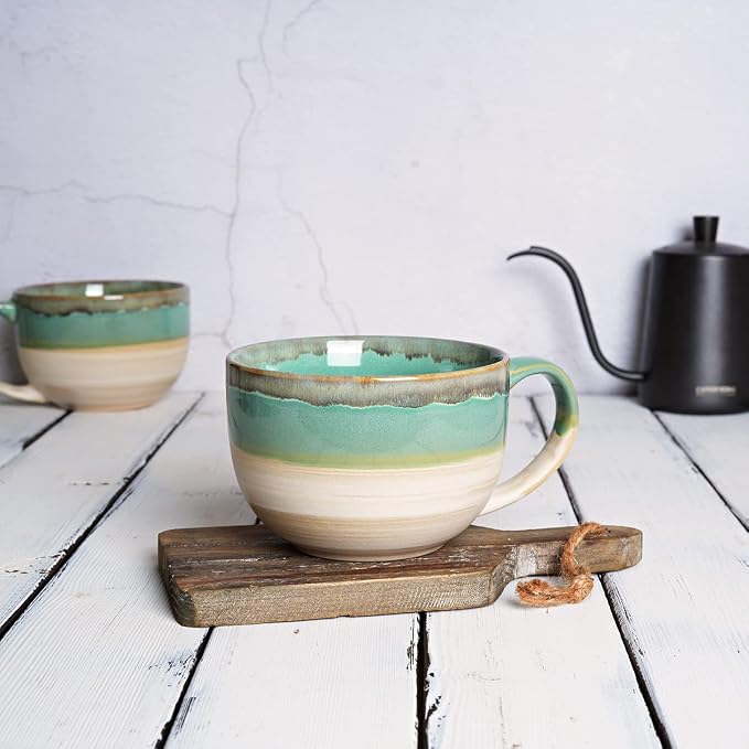 Ceramic Jumbo Coffee Mug Set of 2, 23 Oz, Large Mug Soup Bowls - Image 4