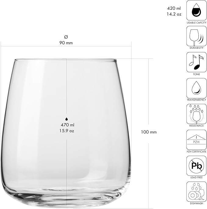 Krosno Glasses for water, juices and other beverages, Elegant design - Image 2