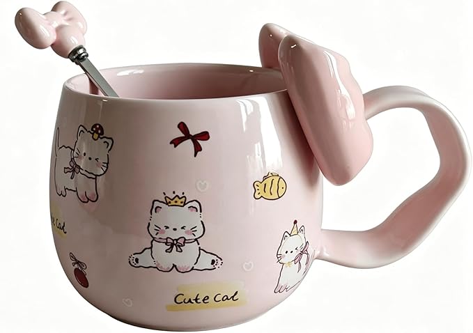 DTI YEOP-Cute Pink Cat Ceramic Coffee Mug by Unknown