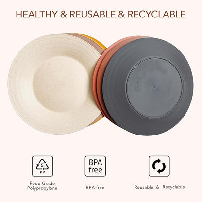 greenandlife 10inch/6pcs Dishwasher & Microwave Safe Wheat Straw Plates, Alternative for Plastic Plates, Lightweight Reusable Unbreakable Dinner Plates, Non-toxin, BPA Free for Kids Adults